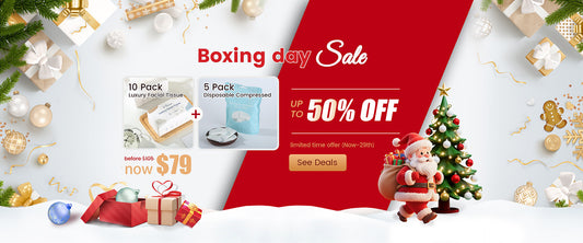 DEAL！10 Pack Luxury Facial Tissue/Wipe + 5 Pack Disposable Compressed Towel